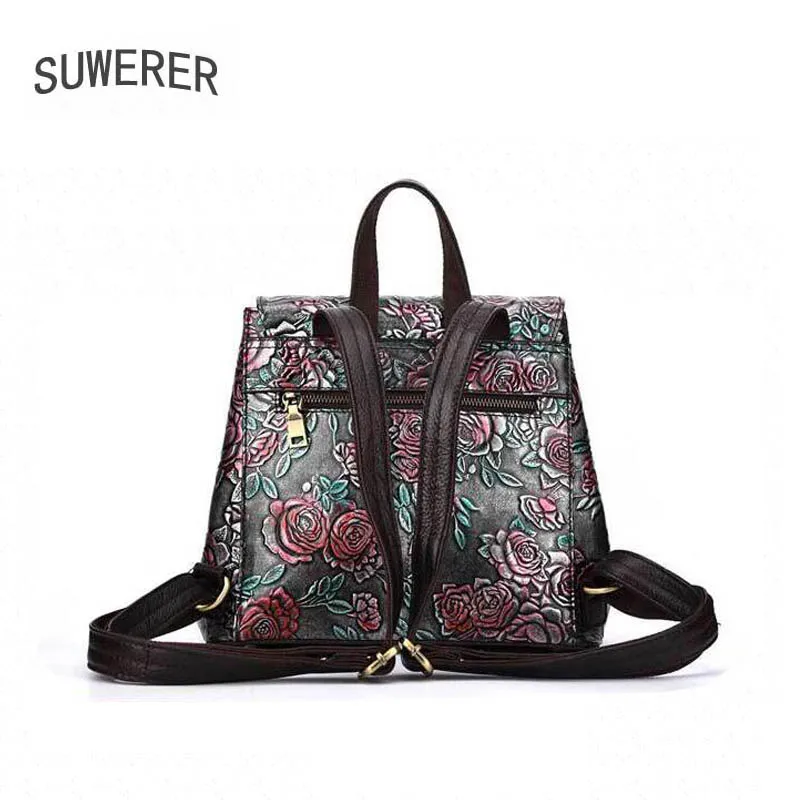 Рюкзак SUWERER женская сумка из натуральной кожи модная рельефная вместительный