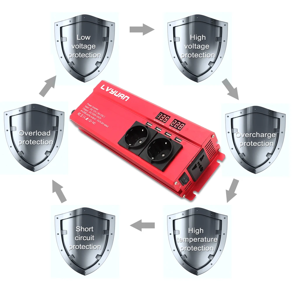 $51.99 6000W Car Inverter DC 12V To AC 220V Power Inverter Charger Adapter Inversor Voltage Transformer Converter Auto Accessories
