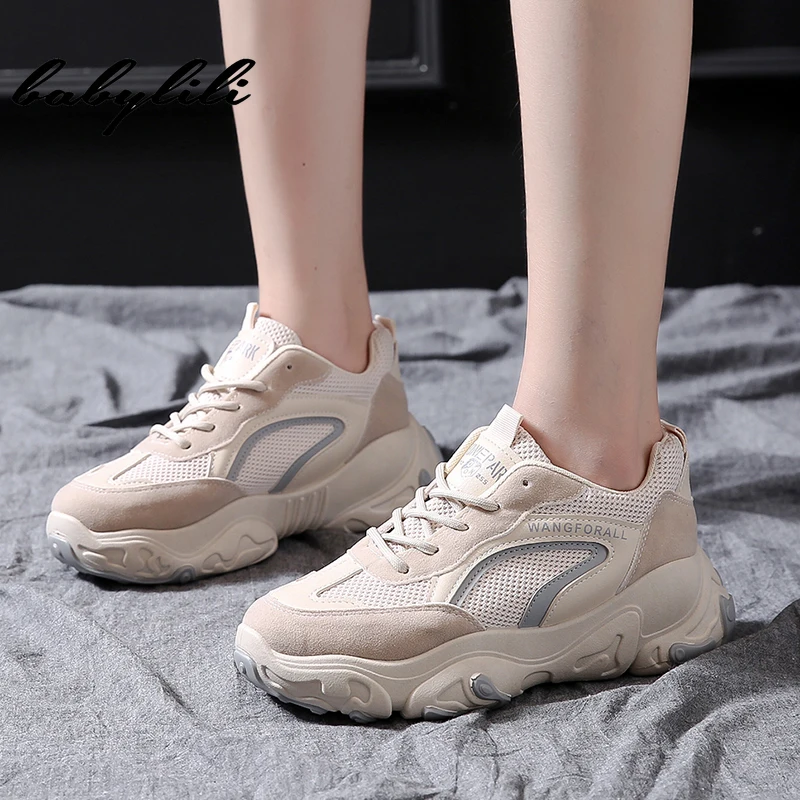 Feamle/женские кроссовки на платформе сетчатая Повседневная обувь дышащие женские