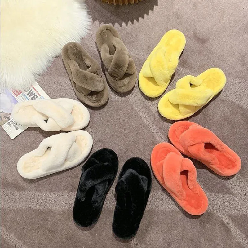 

Fluffy raccoon fur slippers shoes women summer flip flops flat slippers outdoor sandals ladies shoes