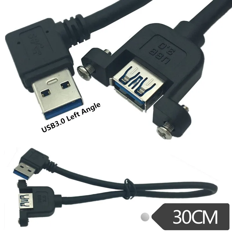 

Удлинительный кабель 90 градусов вверх, вверх, влево, вправо USB3.0, штекер-гнездо, M/F с креплением на винтовой панели, 30 см