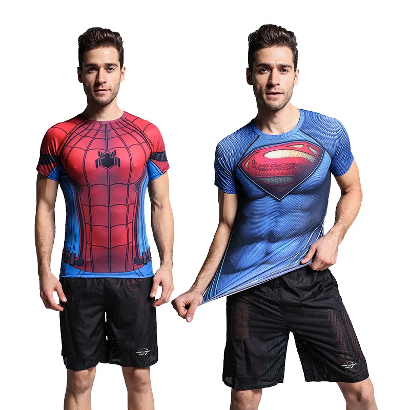 Мужская компрессионная рубашка шорты костюмы одежда для тренажерного зала