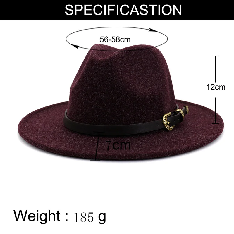 Женская шерстяная шляпа FS бежевая или коричневая с широкими полями поясом 2020 |