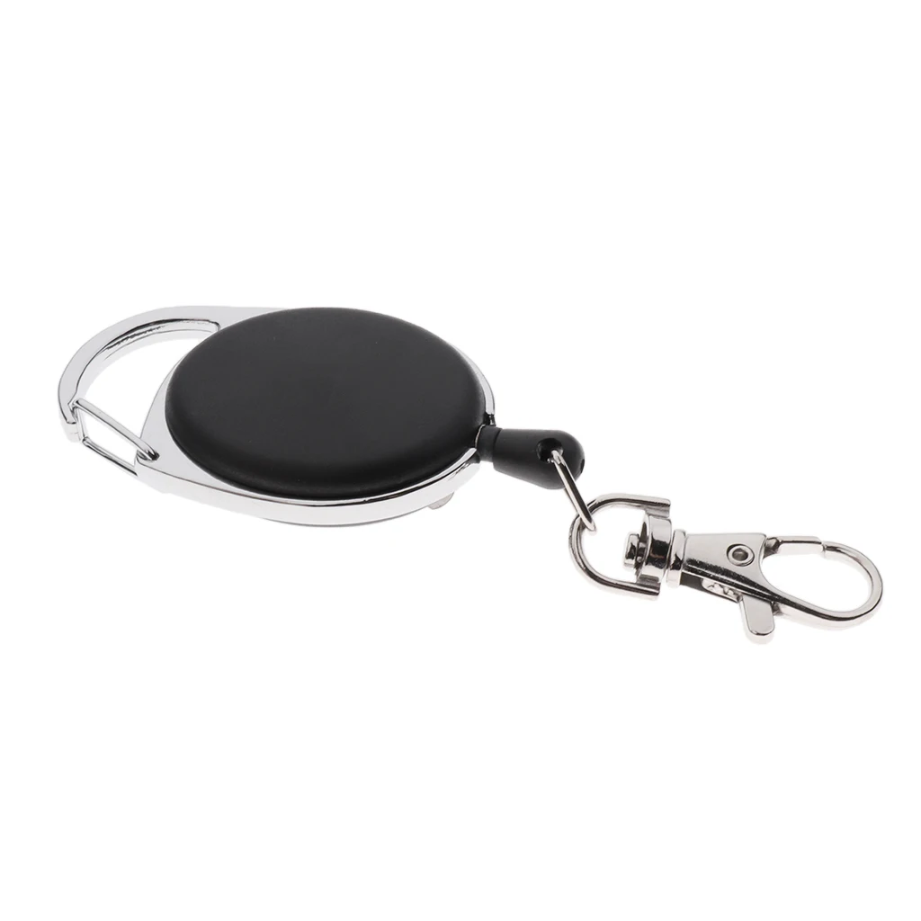 

2pcs Black Retractable Carabiner Badge Reels 60cm Pull Wire with Key Ring Clip