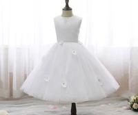children lace dress 3d appliqued flower girl wedding party ceremony dresses kids prom sleeveless little bridesmaid dress