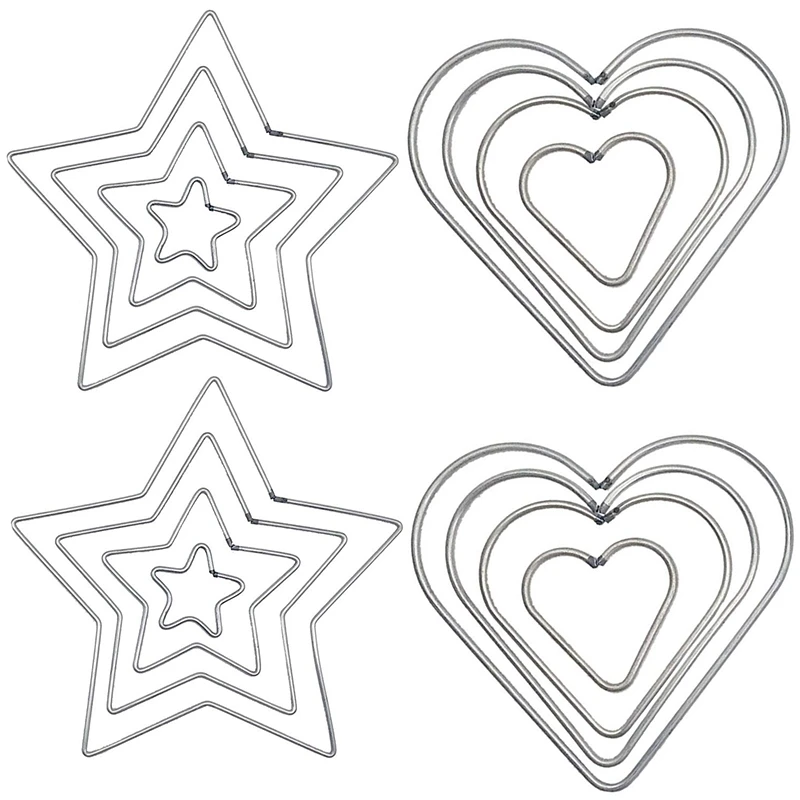 16 шт DIY Craft Dream Catchers Star & Heart Shape кольца металлические обручи (серебро)|Ловцы снов и