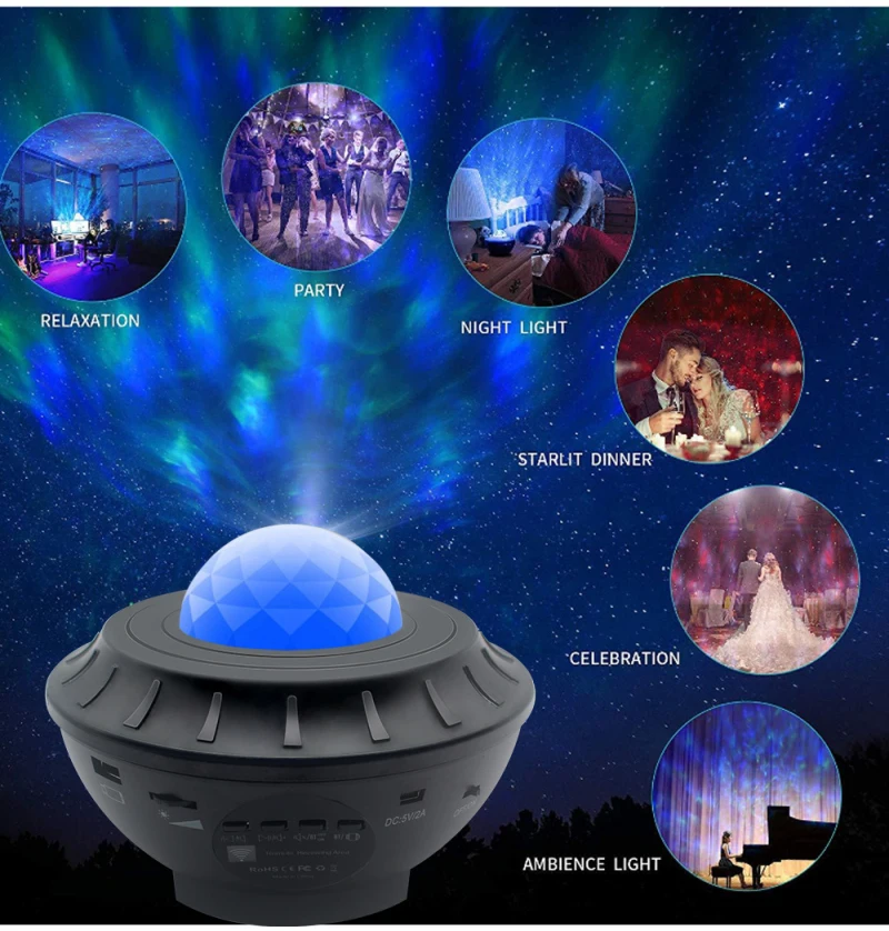 

LED Colorful Galaxy Starry Sky Projector Lamp LED Night Light Romantic Projection Lamp Ocean Wave Star Light Night Lamp For Kids
