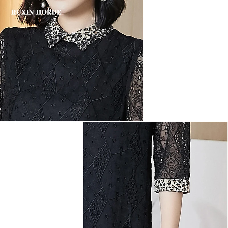 

L-5XL Dresses Vintage Lace Age Women'S Wear Skirt Temperament Mother Lady Skirt New High-End Western Style Spring Summer Fall