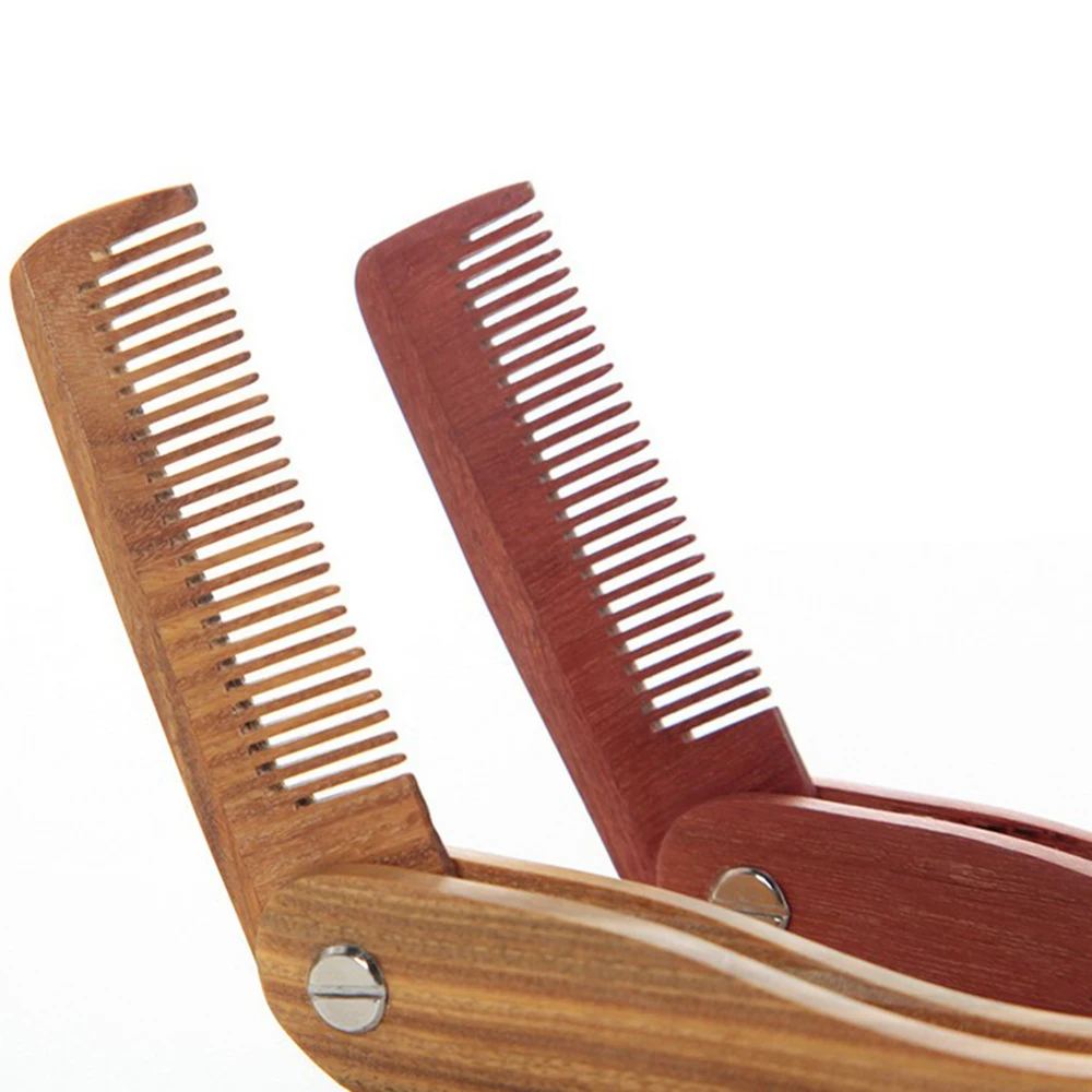 Натуральная Зеленая сандаловая деревянная Складная расческа для волос