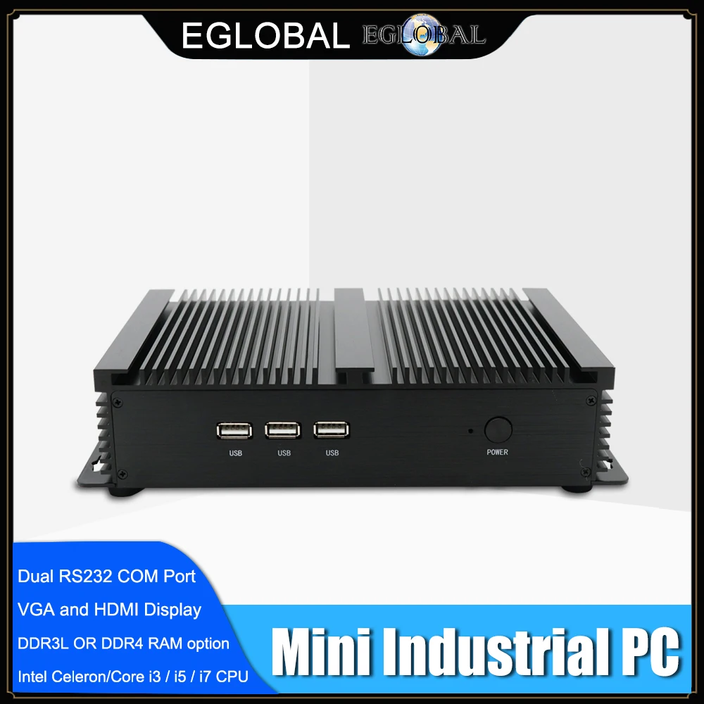 Промышленный безвентиляторный мини ПК i7 8565U i5 8250U i3 7100U 1 * Lan 2 RS232 Windows 10 Pro minipc Linux