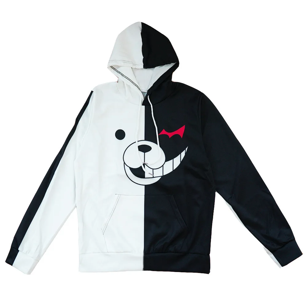 Danganronpa Косплей Монокума костюм унисекс свитер с капюшоном глубоким вырезом и