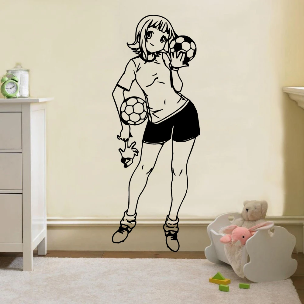 Наклейки на стену футбольная девушка водостойкие | Дом и сад