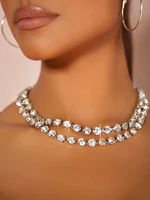 new crystal stone pearl necklace and earring set for women mother dinner party collar bead pendant fashion bride jewelry