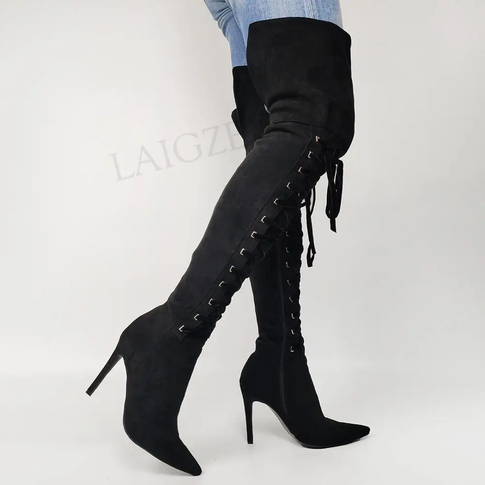 Сапоги женские замшевые выше колена на молнии сбоку большие размеры 42 43 44 45 47 |