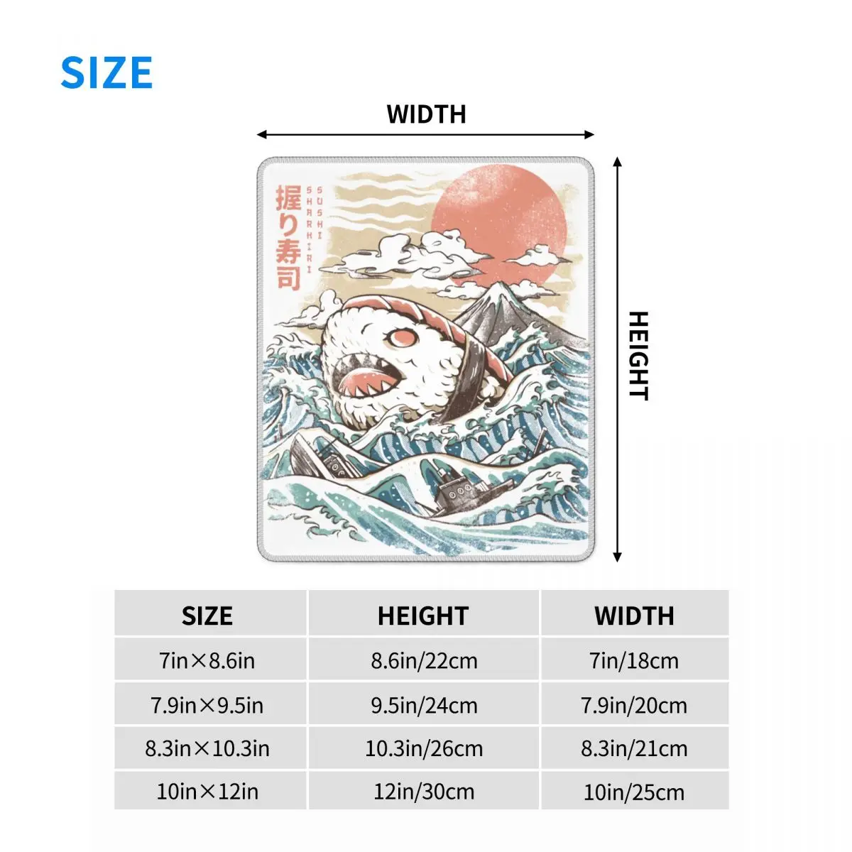

Sharkiri Sushi Cool Mouse Pad Japanese Japan Food Retro Monster Kaiju Lockedge Mat Pads Rubber Computer Keyboard Desk Pad