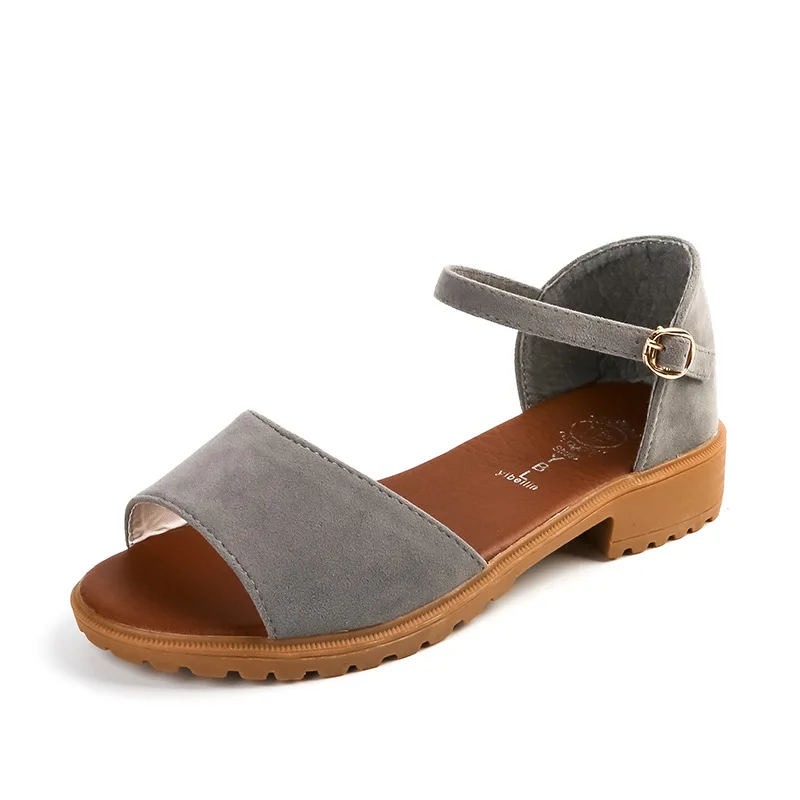 

Female Sandal 2021 Women's Low-Heeled Shoes With Strap Soft All-Match Espadrilles Platform Girls New Low-heeled Comfort Flat Fas