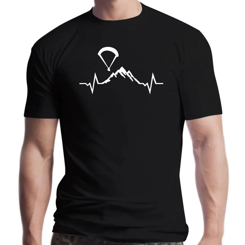 

New Paragliding Mountains Ecg Heartbeat T Shirt Designer Summer Style Men Tops Breathable Streetwear XS-5xl Pattern Cheap Sale