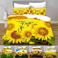 100 polyester sunflower duvet cover digital printing bedding set with pillowcase bed sets for girl quilt bedding set