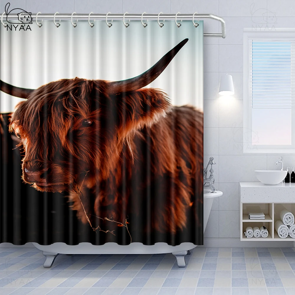 Vixm Корова печать занавески для душа камуфляж скрытый узор в черно белом с милым