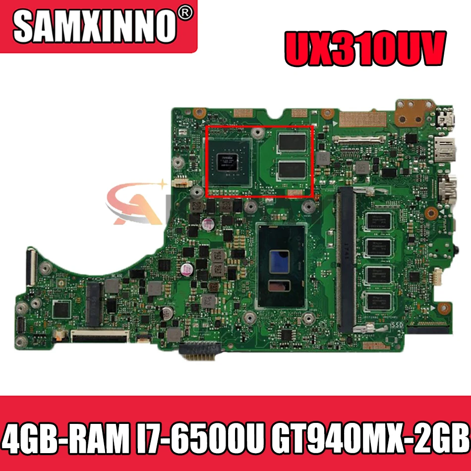 

UX310UV материнская плата для ноутбука ASUS UX410UQ (14 дюймов) UX410U UX310U оригинальная материнская плата 4GB-RAM I7-6500U GT940MX-2GB