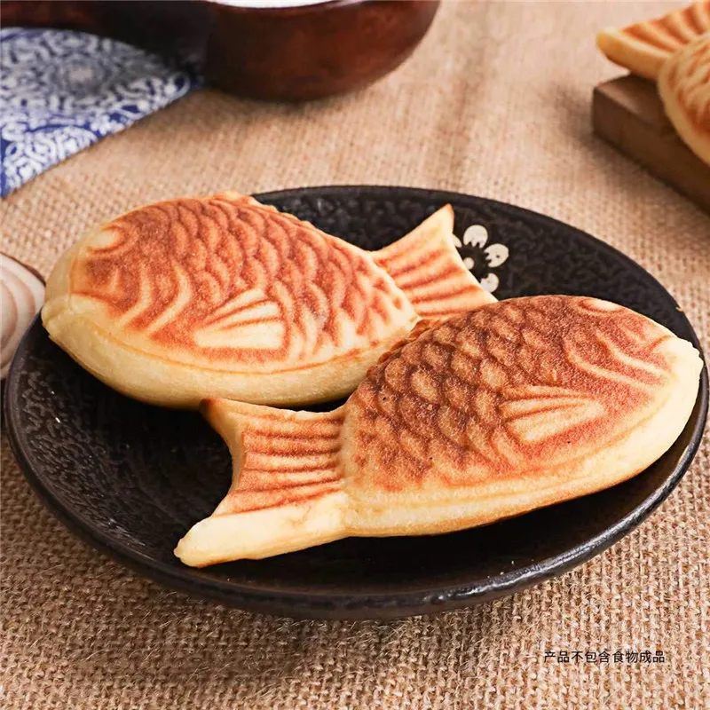 

2 Molds Non-Stick Taiyaki Pan Japanese Fish shaped Bakeware Waffle Pan Maker 2 Cast Home Cake Bakeware Tool