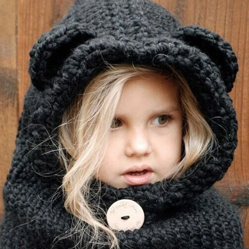 

Women's Hat Handmade Knitted Thick Woolen s Cartoon Fox Knit Cap Cat Squirrel Bear Rabbit Cape Bonnet
