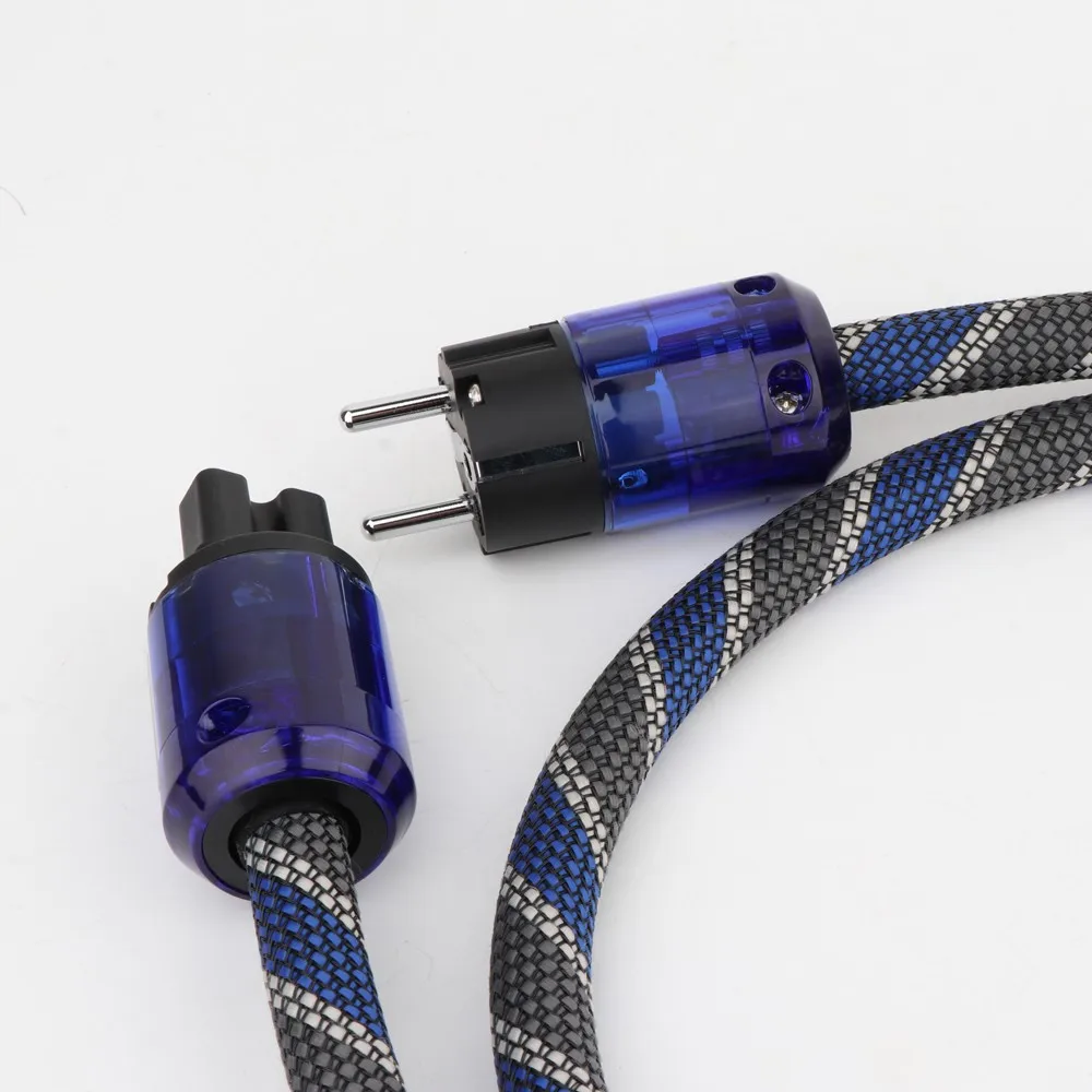 

High Quality Preffair D504A Silver Plated Audiophile AC Power Cable Audio Power Extention Cable HIFI HI END Schuko US