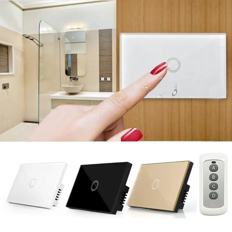 

US Plug Standard Panel Smart Touch Wall Light Switch LED Light 1 Button Y803B Wall Light Switch With Remote Control