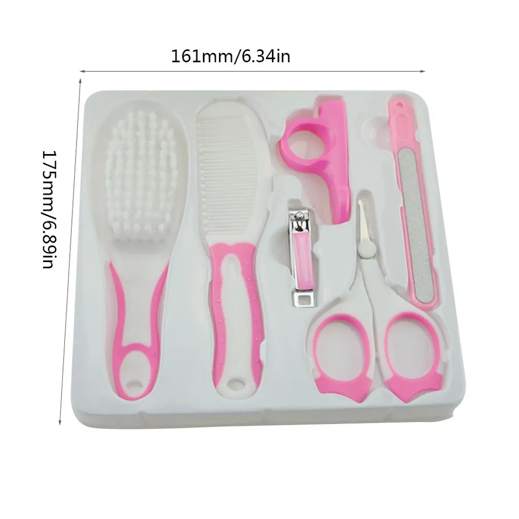 

Maternal And Child Supplies Manicure Care Set Infant Baby Nail Scissors Comb Brush Nail Clipper 6 Piece Set