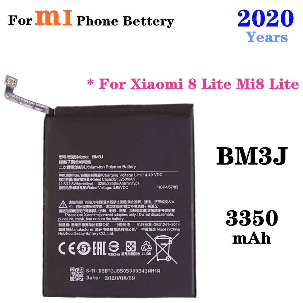 

Сменные батареи для Xiaomi 8 Lite MI8 Lite BM3J 3350 мАч батарея для телефона большой емкости