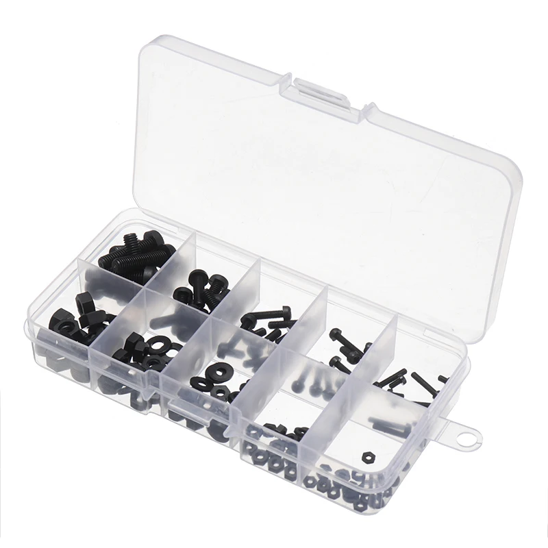 150Pcs Hex Screw Kit Nylon Bolt Nut Standoff Spacer Assortment Set Black Tool M2 M2.5 M3 M4 M5 with Box|Винты| |