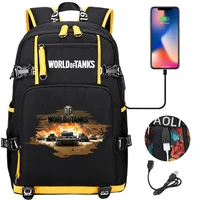 game world of tanks backpack girl boy schoolbag large capacity laptop bag waterproof multifunction usb charging backpack