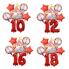 1 комплект, красные шары для дня рождения, цирка, сцены, животных, вечерние, с днем рождения, фольга, воздушные шары, украшения для детей