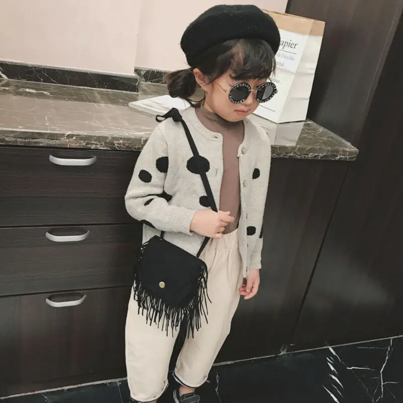 Милая Мини-Леопардовая сумка через плечо с кисточкой Детская сумка-кошелек для