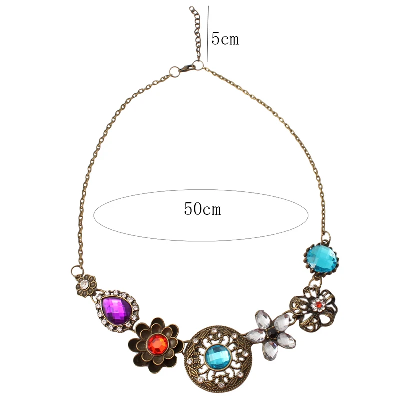 Ожерелье в стиле ретро с разноцветными камнями и каплями воды для женщин