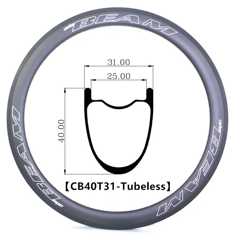 

Ultralight 418g 31mm wide 40mm Depth Hookless 700C Carbon Gravel CX Road Rims Clincher carbon wheels