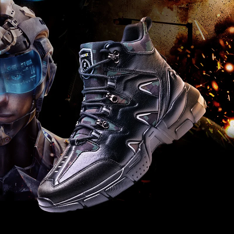 ONEMIX Men Hiking Shoes Winter Snow Boots Keep Warm Anti Slip Waterproof Outdoor Treking Shoes Mountain Shoes Trekking Sneakers