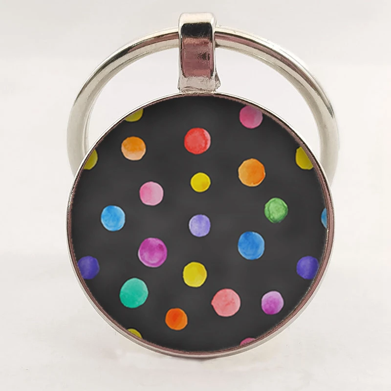 Брелок для ключей сделай сам с круглым узором в точку очаровательный стеклянный