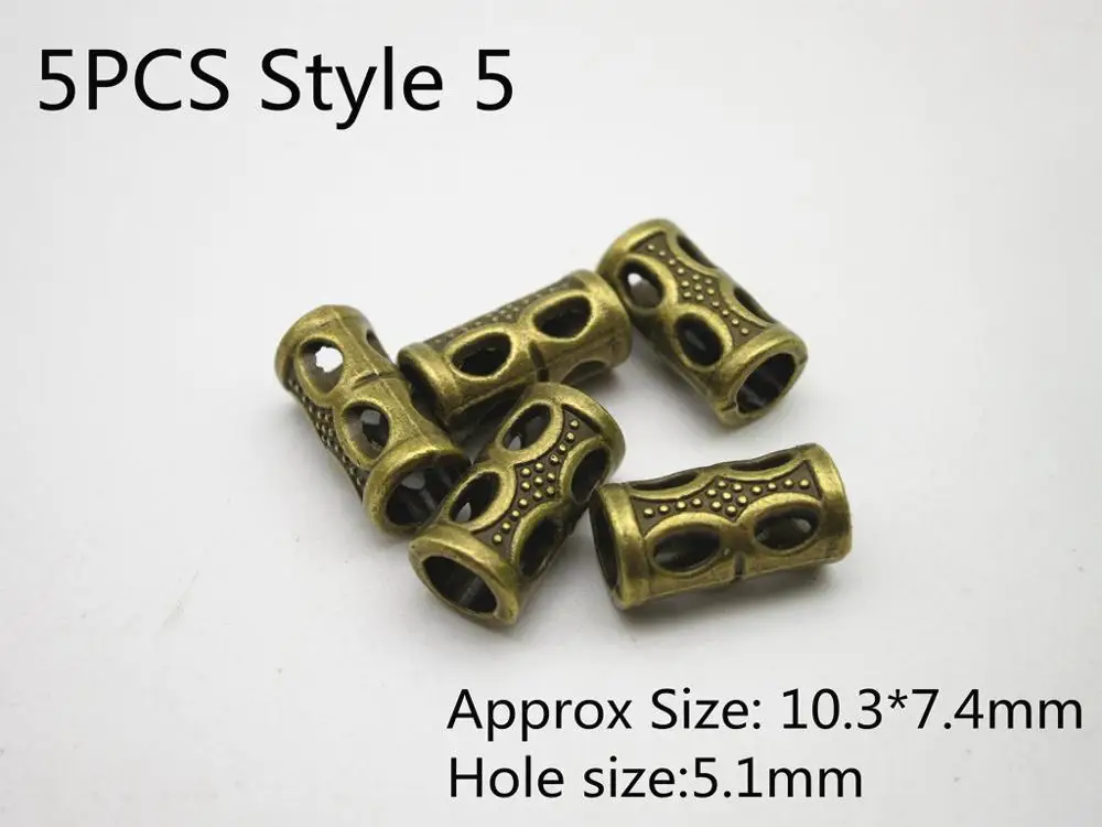 5 шт. античные латунные бусины для волос дреды кольца Руна викингов борода