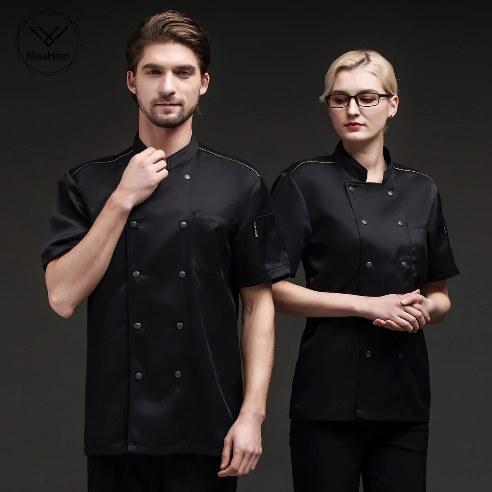 

Двубортная дышащая куртка шеф-повара с коротким рукавом, 3 цвета