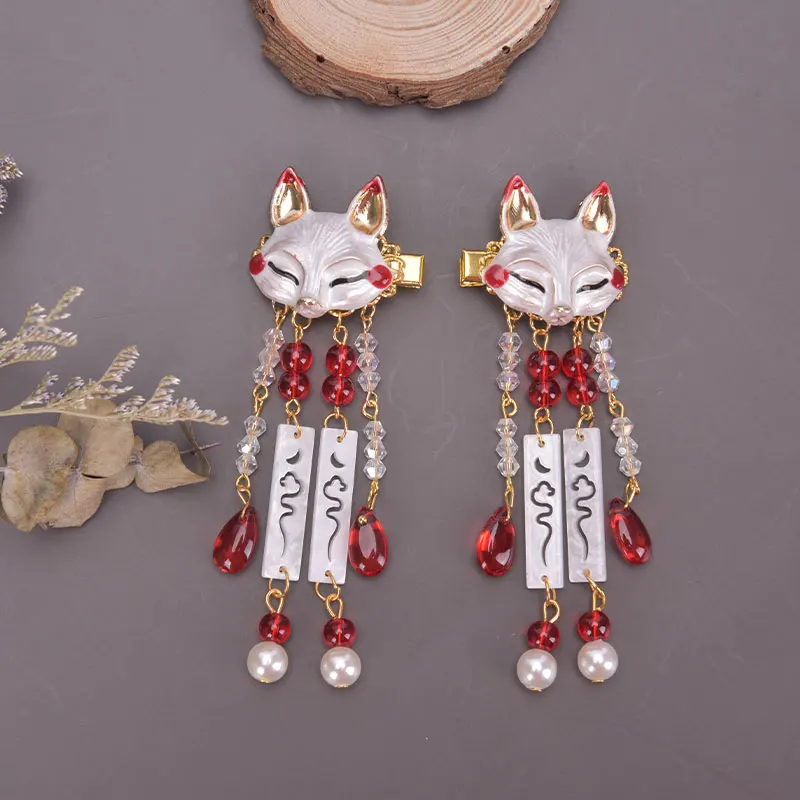 

Japanese Anime Women Hair Headdress Fox Kawaii Tassel Step Shake Hair