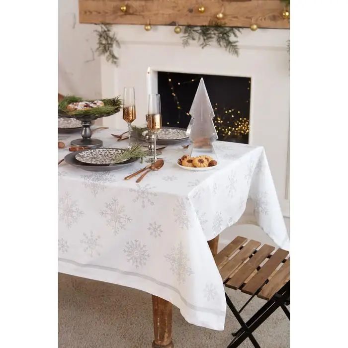 Tablecloth Ethel &quotsilver snowflakes 149 х110см 100% CHL 190g/m2 textile for kitchen table cloth | Дом и сад