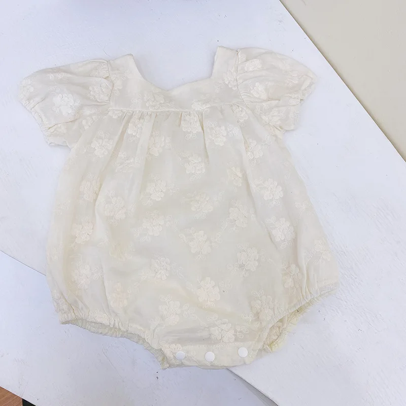 

Summer New Baby Girls Embroidered Short Sleeves Bodysuit Girls Boys Cotton Clothing Toddler Short Sleeve Dress