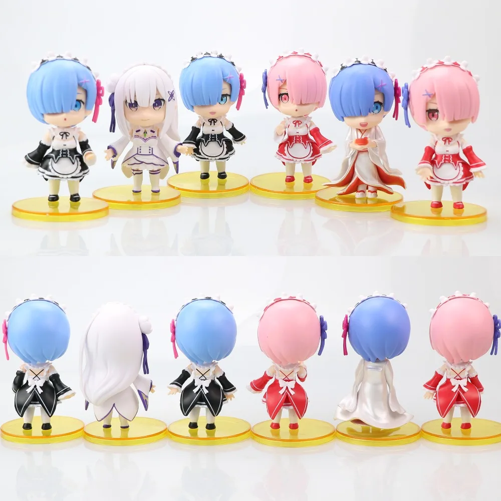 

Anime Re Life In A Different World From Zero PVC Model Maid Subaru Natsuki Emilia Rem Ram Action Figures Kid Gift Toy 6 Pcs Set