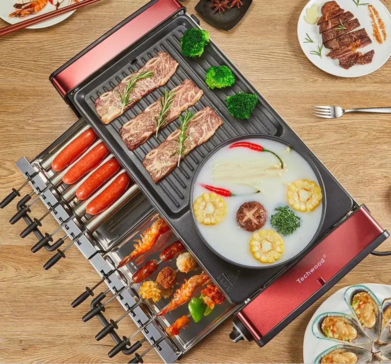 hot pot barbecue integrated pot household cooking korean separable frying and roasting machine multi functional electric shabu free global shipping