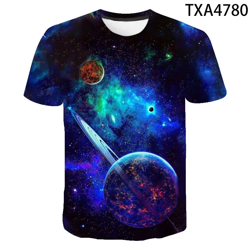 

Astronaut Space Milky Way Universe Planet 3D Printed T Shirt Summer Men Women Children Short Sleeve Boy Girl Kids Streetwear