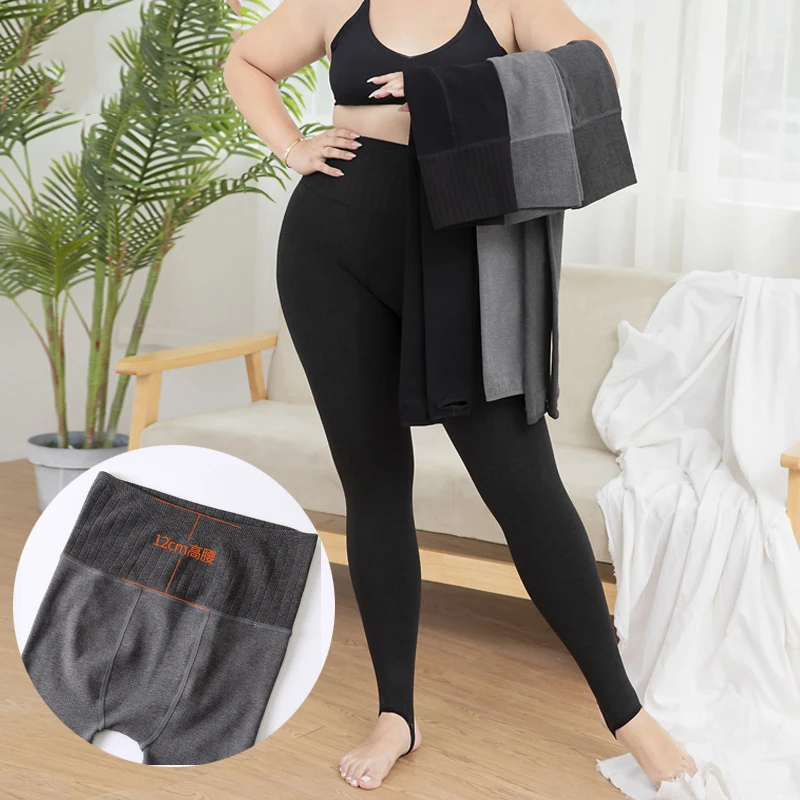 Зимние женские бархатные хлопковые леггинсы размера плюс Стрейчевые брюки с