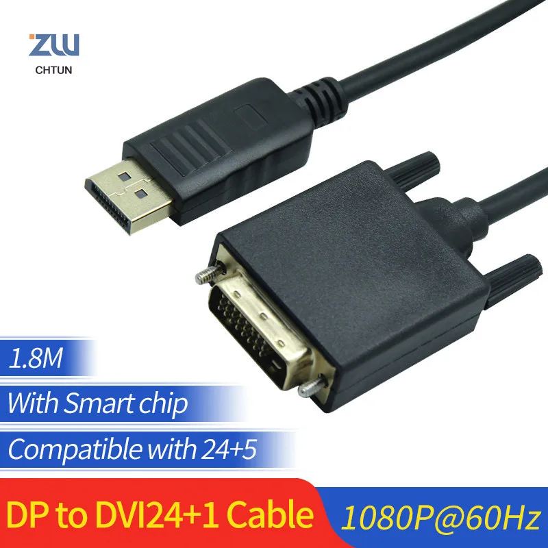 Порт дисплея к активному кабелю DVI D 1080P порт Папа папа DP DVI24 + 1 Адаптер конвертера с