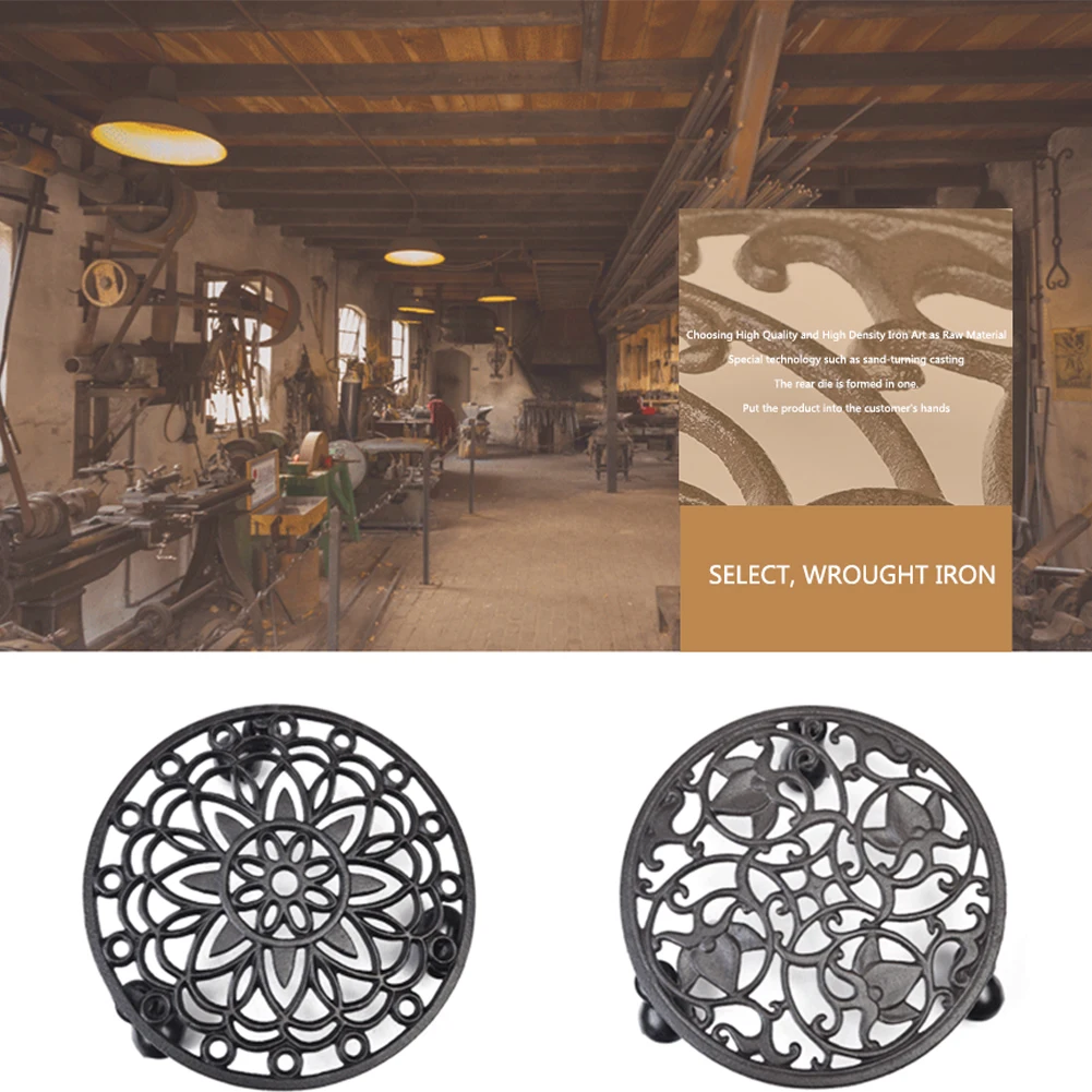 

Flower Pot Tray Modern Rolling Holder Durable Moving Low Noise Casters Lock Wheel Plant Stand Cast Iron Saucer Pallet