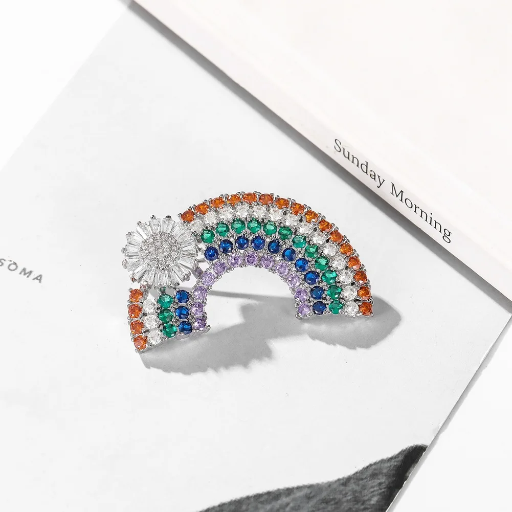 Европейская и американская мода креативная Радужная медная микро-брошь